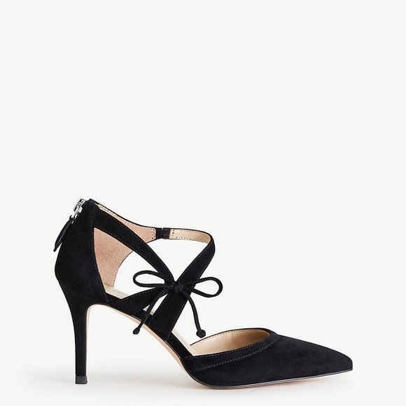 Ann Taylor Bryn Pumps Bow Ankle Strap Suede - Picture 2 of 9